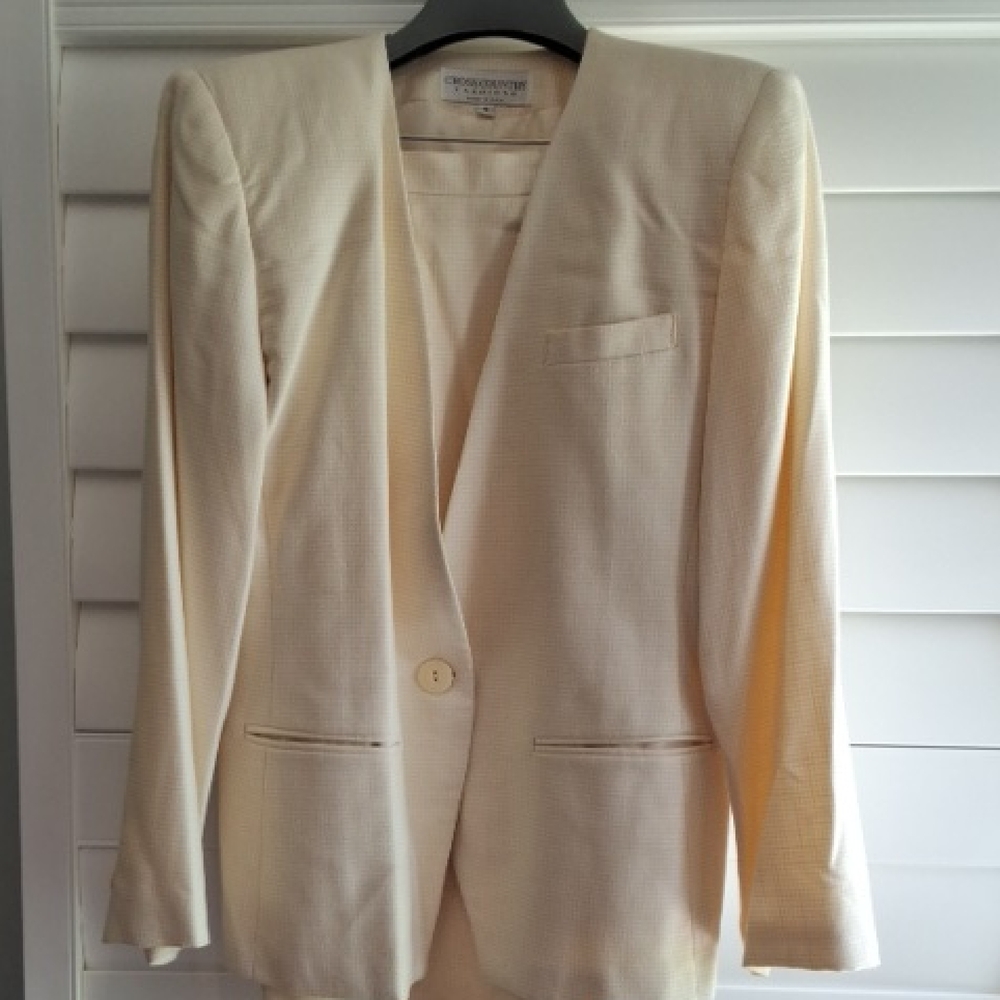 Cross County Fashions Yellow Checker Blaser With Skirt